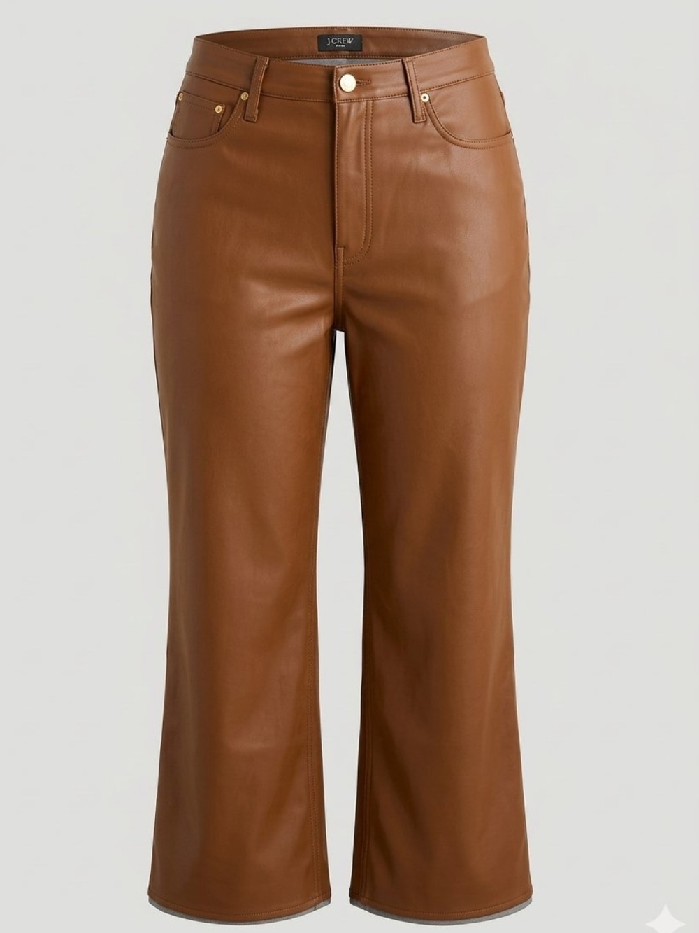 J. Crew Slim Wide-Leg Pants in Faux Leather, Brown Sugar Color - Picture 10 of 10